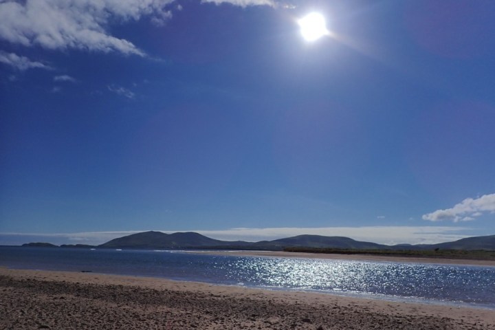 a close up of a sandy beach