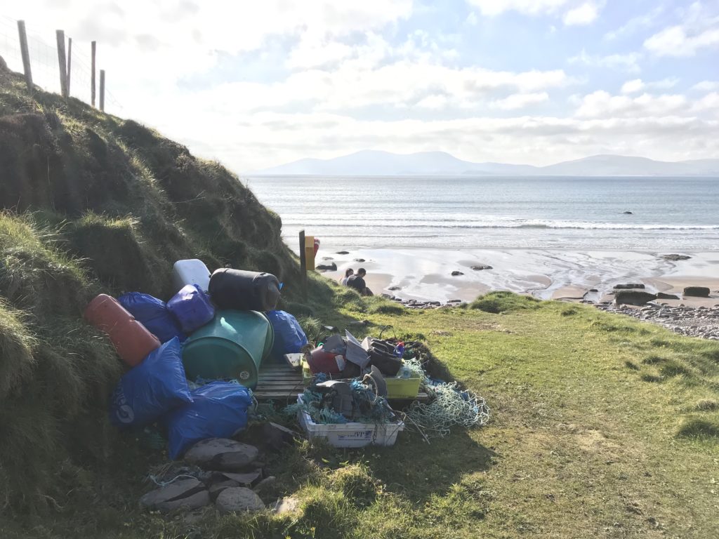 trash picked up on the beach
